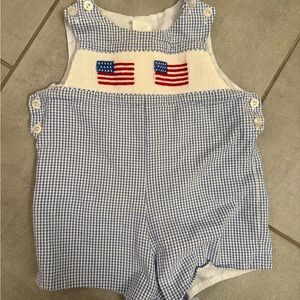 American Flag Smocked Jon Jon 9 months Betti Terrell